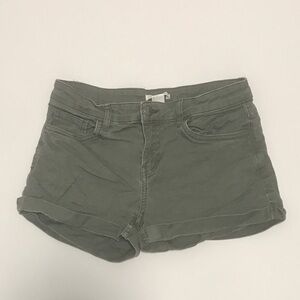 Olive Green Denim Shorts